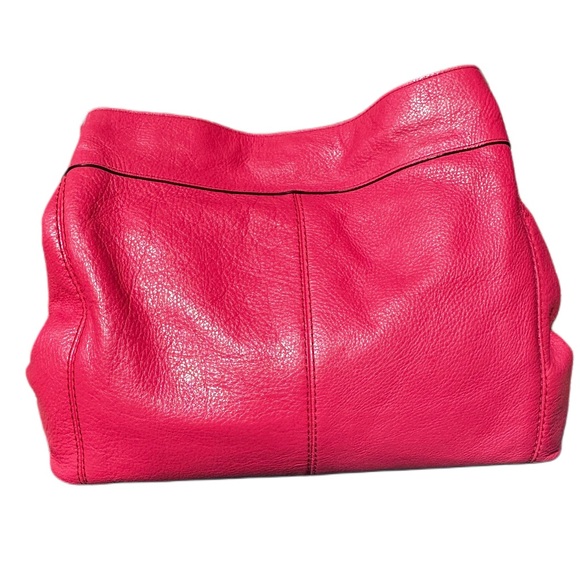 COACH LEXY Pink Oxblood Pebbled Leather Shoulder Tote Like Butter Soft 14x11x5D - Picture 15 of 16